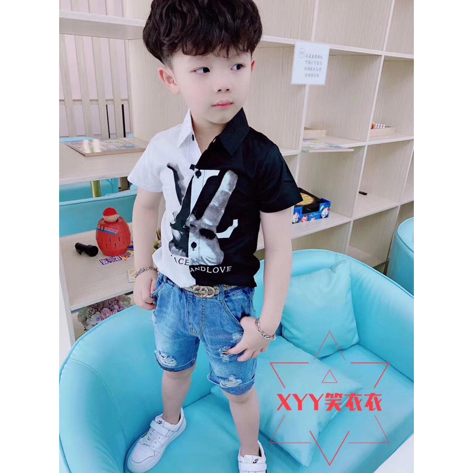Aó sơ mi bé trai LV, B , VD cao cấp cho bé trai