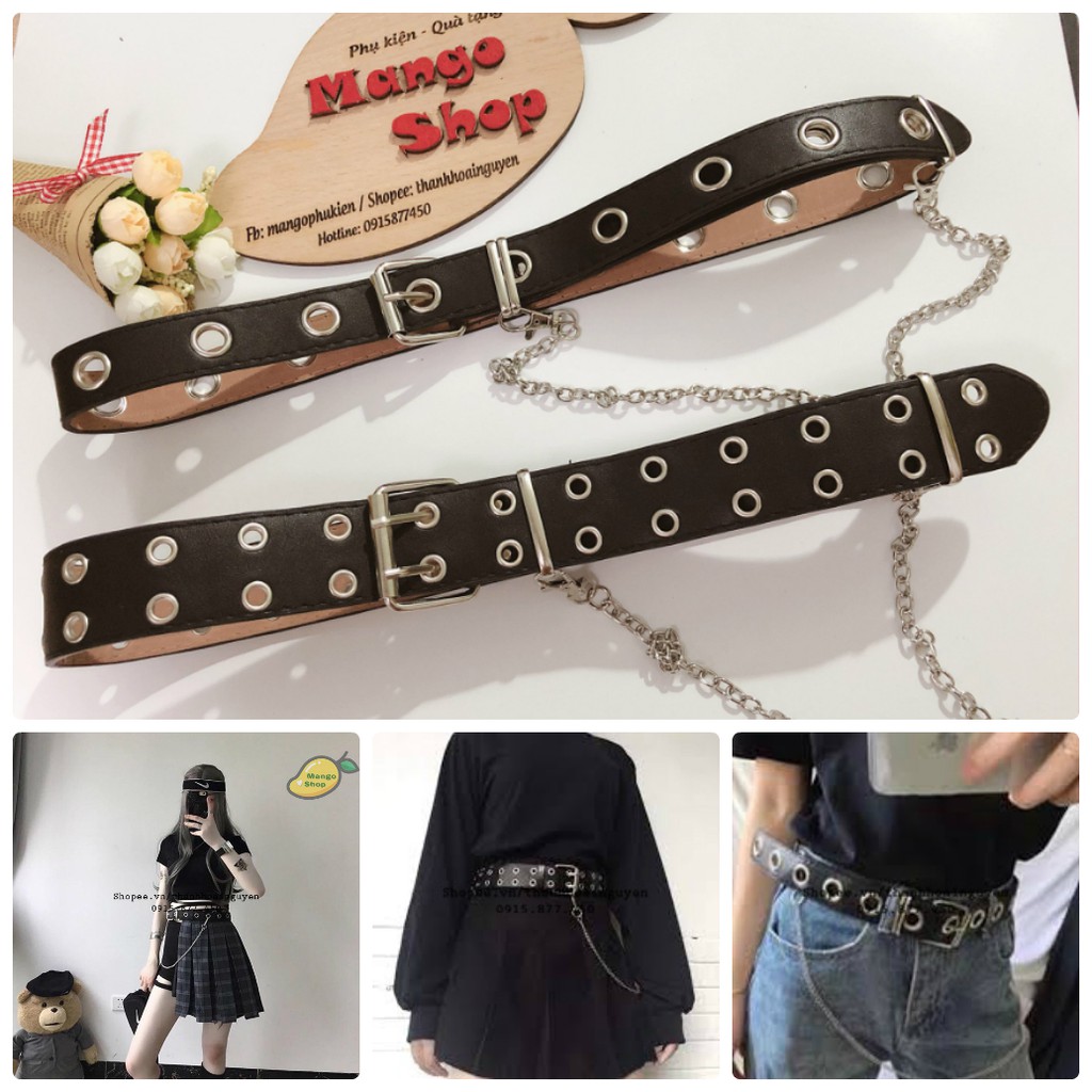 Thắt lưng kèm chain hot trend ( Belt Chain Ulzzang hàng lỗ to )