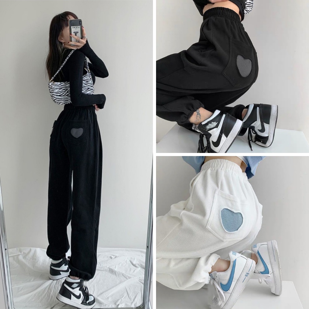 Quần jogger nữ tim mông chất umi đanh mịn không xù dầy, tim đẹp, chun ống from rộng