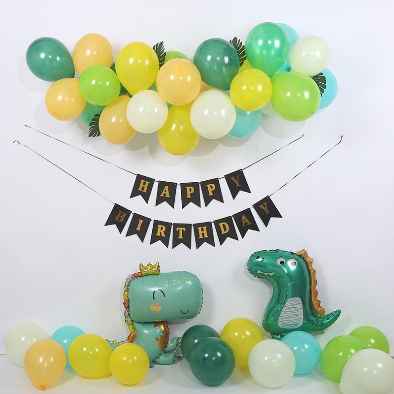 Set Bóng Bay Trang Trí Sinh Nhật Khủng Long Màu Xanh Kl01