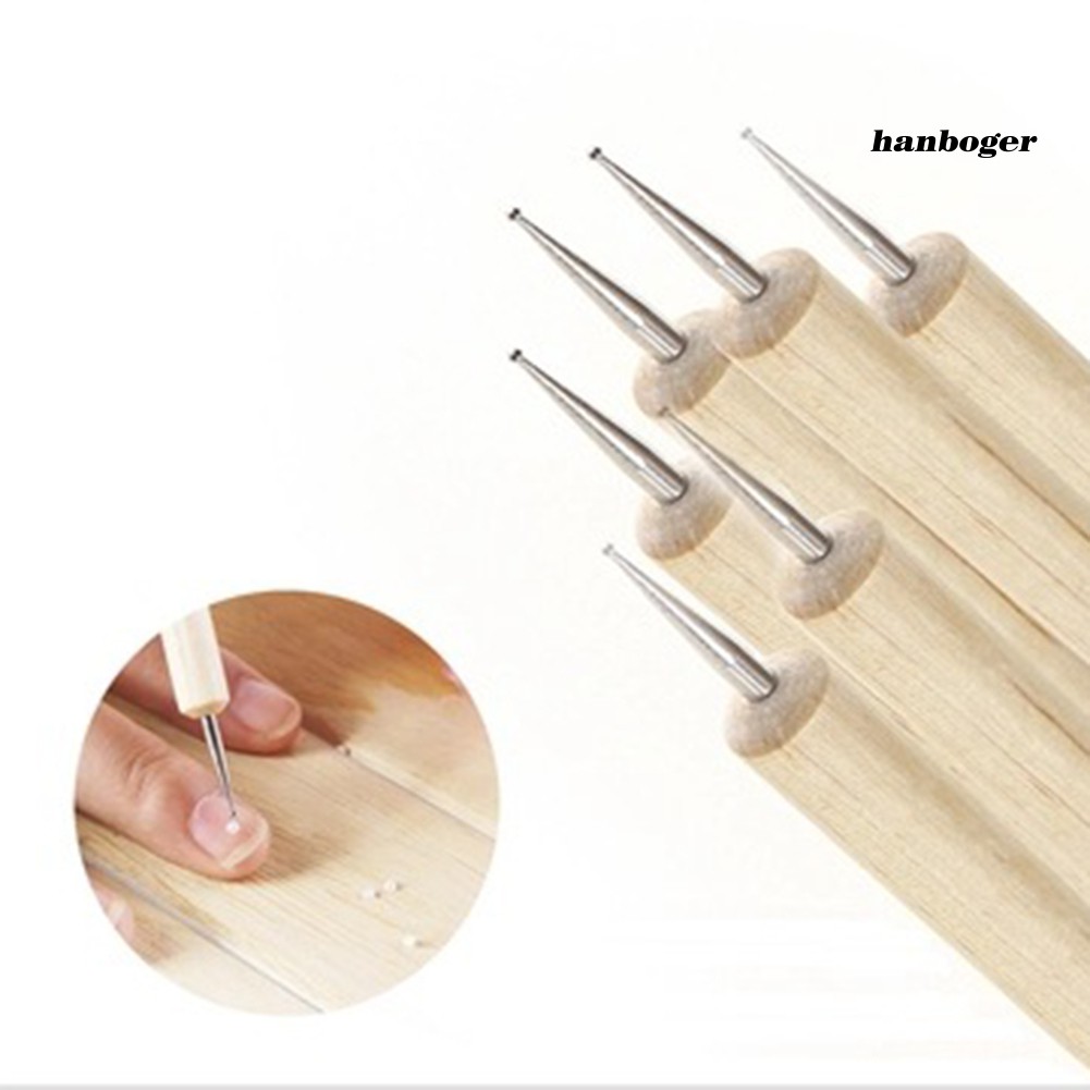 Set 5 Bút Gỗ 2 Đầu Tròn Chuyên Dụng Trang Trí Móng Nghệ Thuật