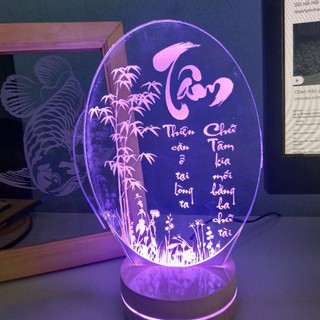 Đèn Led THUE PHÁP CHỮ TÂM- Quà tặng đèn ngủ, đèn trang trí, khắc theo yêu cầu