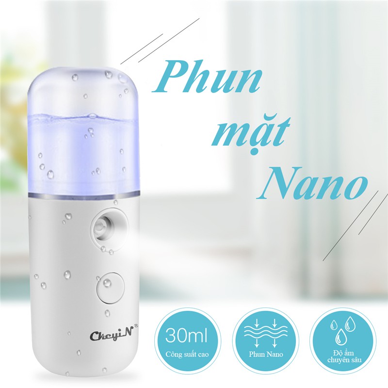 Máy phun sương Nano CkeyiN dưỡng ẩm da mặt 30ml kèm cáp sạc USB