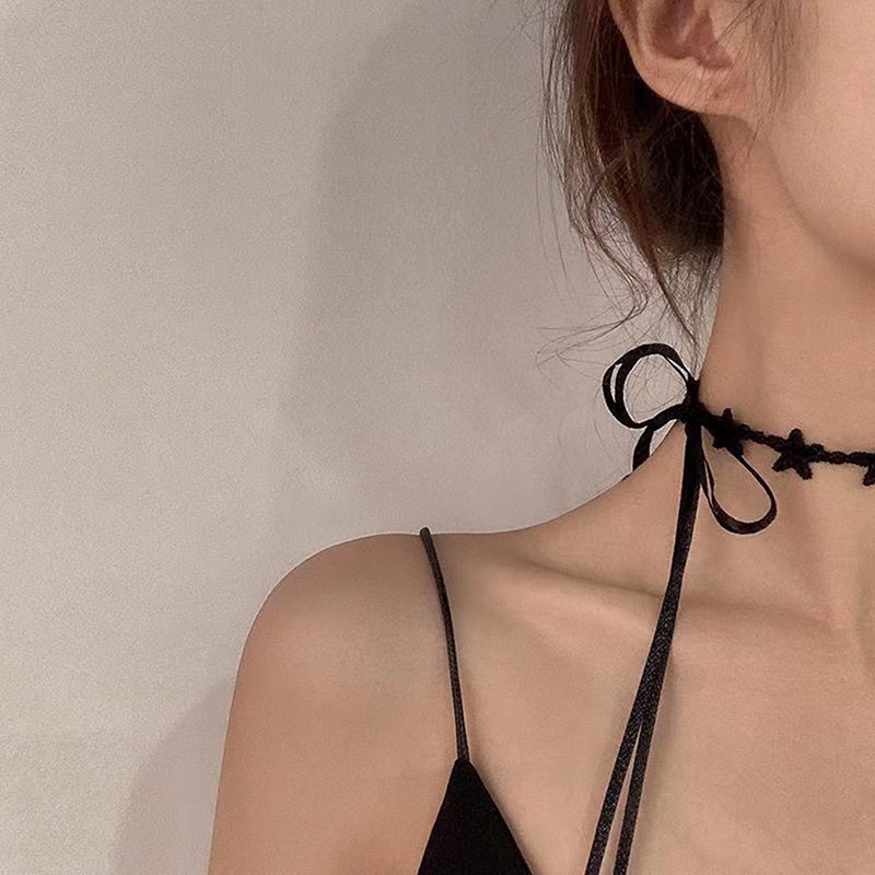 Vòng Cổ Dây Ruy Băng Thắt Nơ Ngôi Sao Đơn Giản Cho Nữ