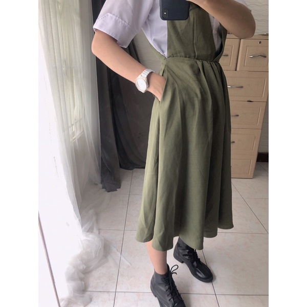 Đầm yếm xanh rêu - DAM023