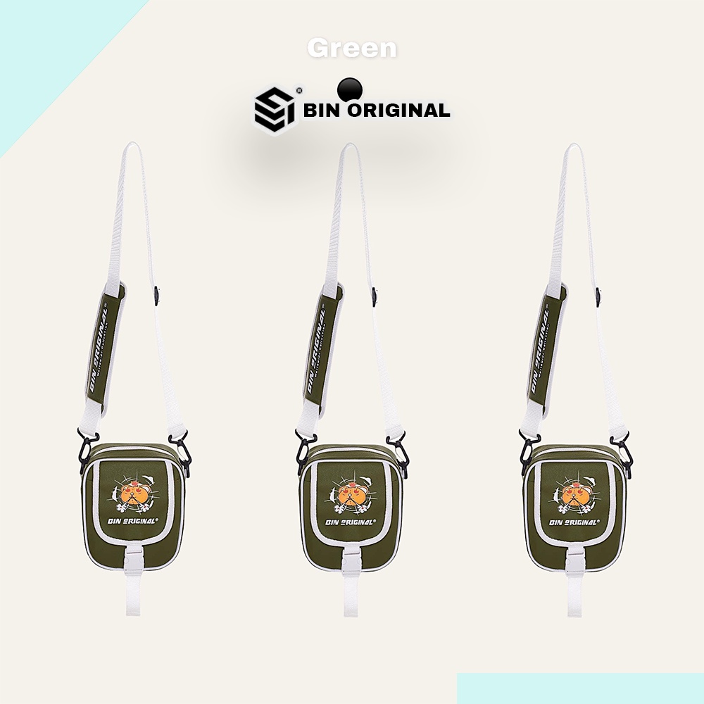 Túi Đeo Chéo Bao Tử Nam Nữ Xanh Đậu BIN ORIGINAL Chất Liệu Simili Cao Cấp Dày Dặn Không Gãy Form Chống Thấm Nước Tốt