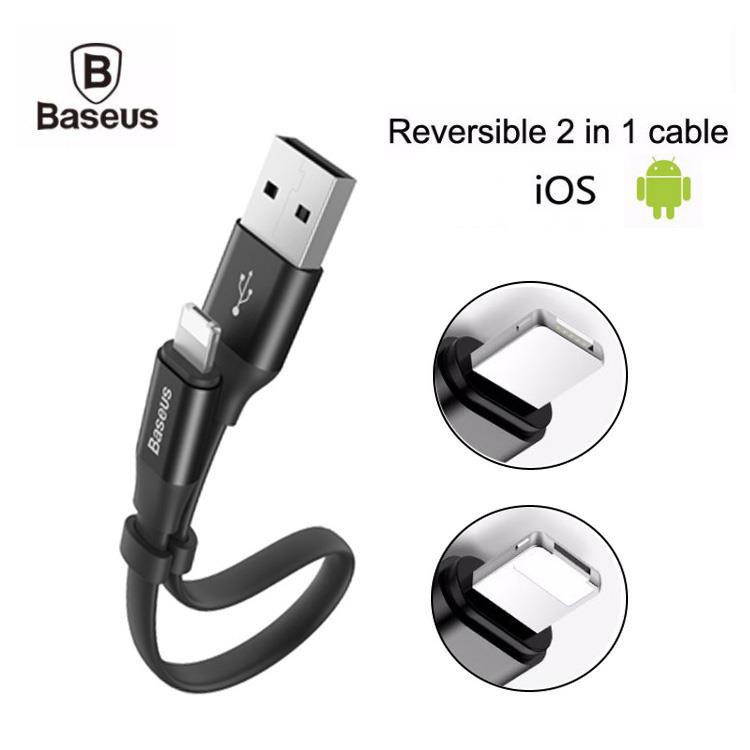 Cáp Sạc Baseus 23CM 1 Đầu Cắm 2 Chân Lightning &amp; MicroUSB