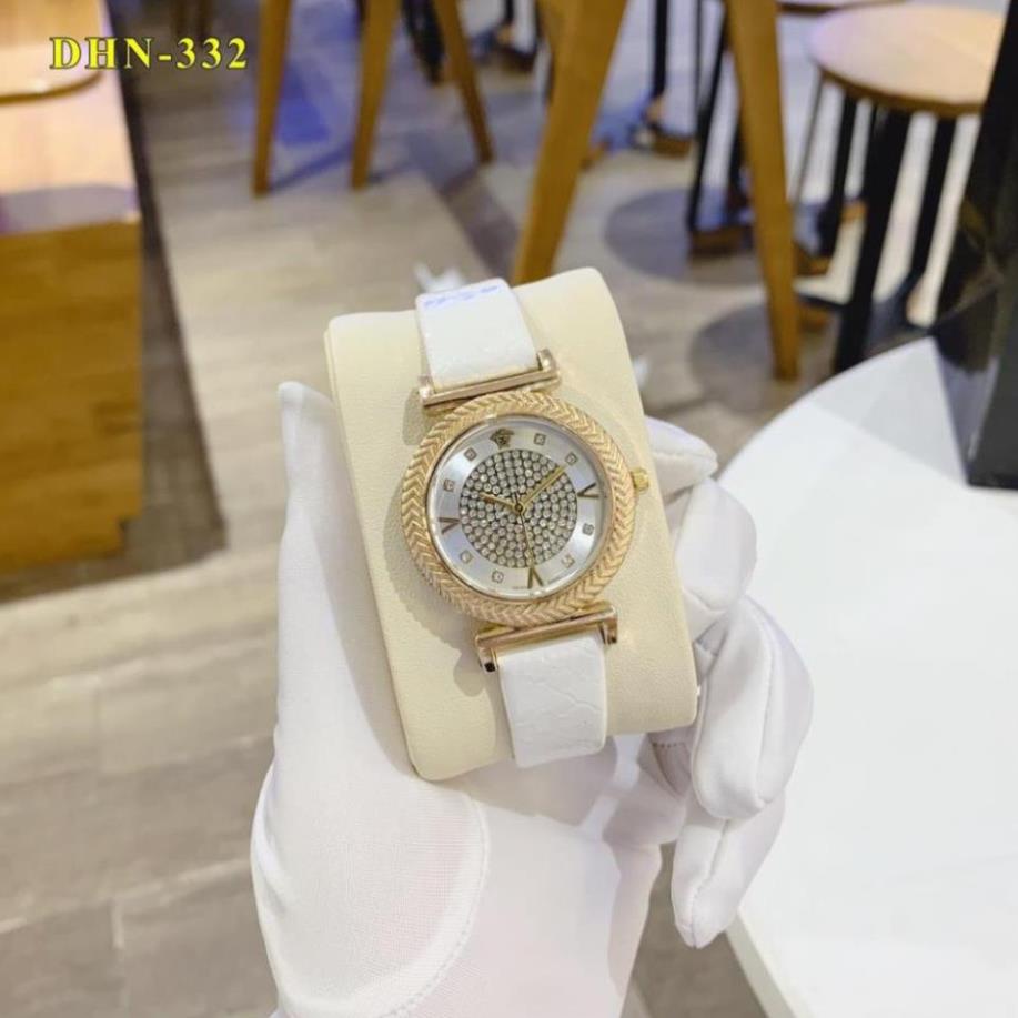 Đồng hồ nữ Versace mặt tròn đính đá dây da cao cấp có bảo hành DHN332shop108