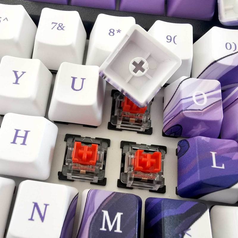 Hu Tao Keycap Genshin Impact Keycap Hồ sơ OEM PBT Thuốc nhuộm thăng hoa Bàn phím cơ Keycap Anime Cá nhân hóa Keycap 108 Phím