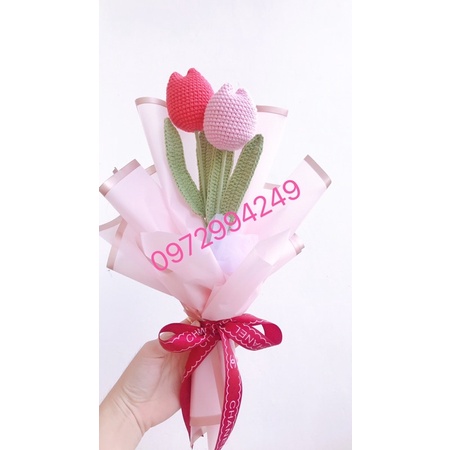 Hoa len handmade-Hoa tulip len