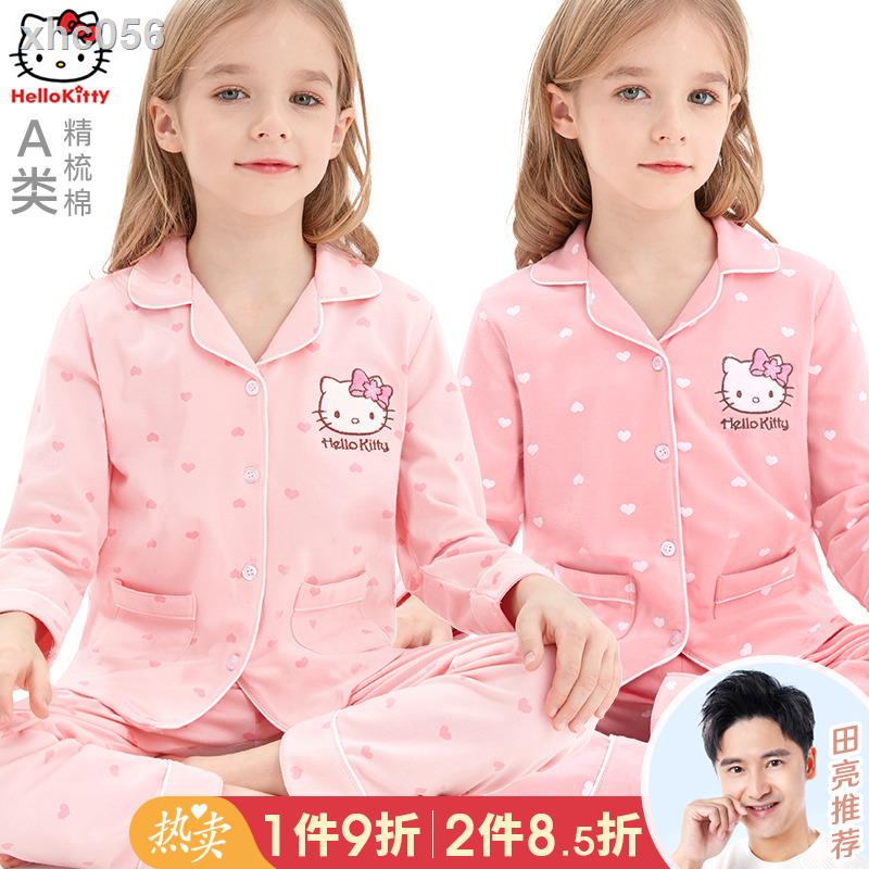 ❣Bộ đồ ngủ tay dài in hình Hello Kitty dễ thương cho bé gái