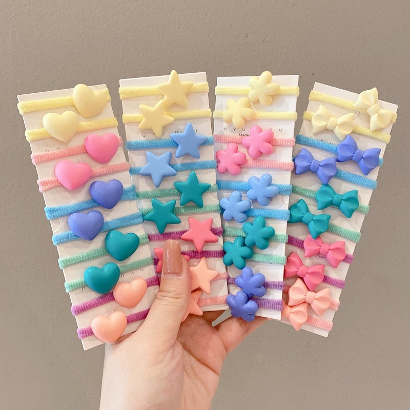 Bộ 10 Dây Buộc Tóc Cao Su Không Đau Dễ Thương Cho Bé Gái