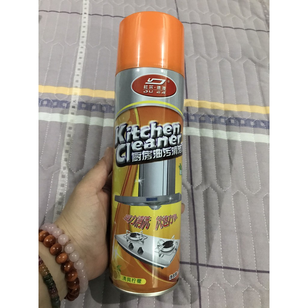 BÌNH XỊT BỌT TUYẾT TẨY RỬA SIÊU SẠCH MÀU CAM KITCHEN CLEANER 500ML - CHAI XỊT TẨY SẠCH CÁC LOẠI VẾT BẨN DẦU MỠ NHÀ BẾP