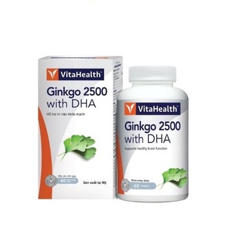 Thực Phẩm Chức Năng Viên Uống VitaHealth Hỗ Trợ Trí Não Ginkgo 2500 With DHA Hộp 60 Viên - 0305129