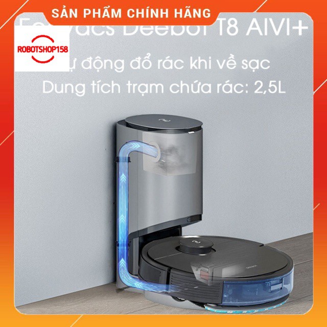 [Mã ELHA10 giảm 6% đơn 5TR] Robot hút bụi lau nhà Ecovacs Deebot T8 AIVI+ Tự xử lý rác_ Hàng mới nguyên seal 100%