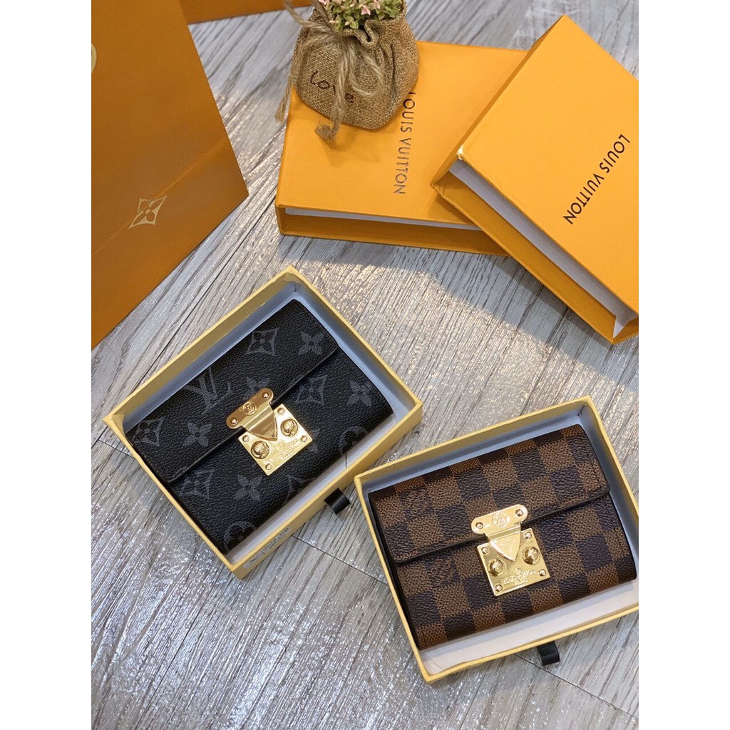 Ví lv hoa nâu mini cao cấp hàng fullbox