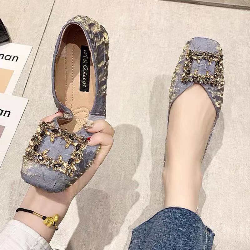 Giày Búp Bê Mũi Vuông Màu Đen Thời Trang Xuân Thu Dành Cho Nữ 2022