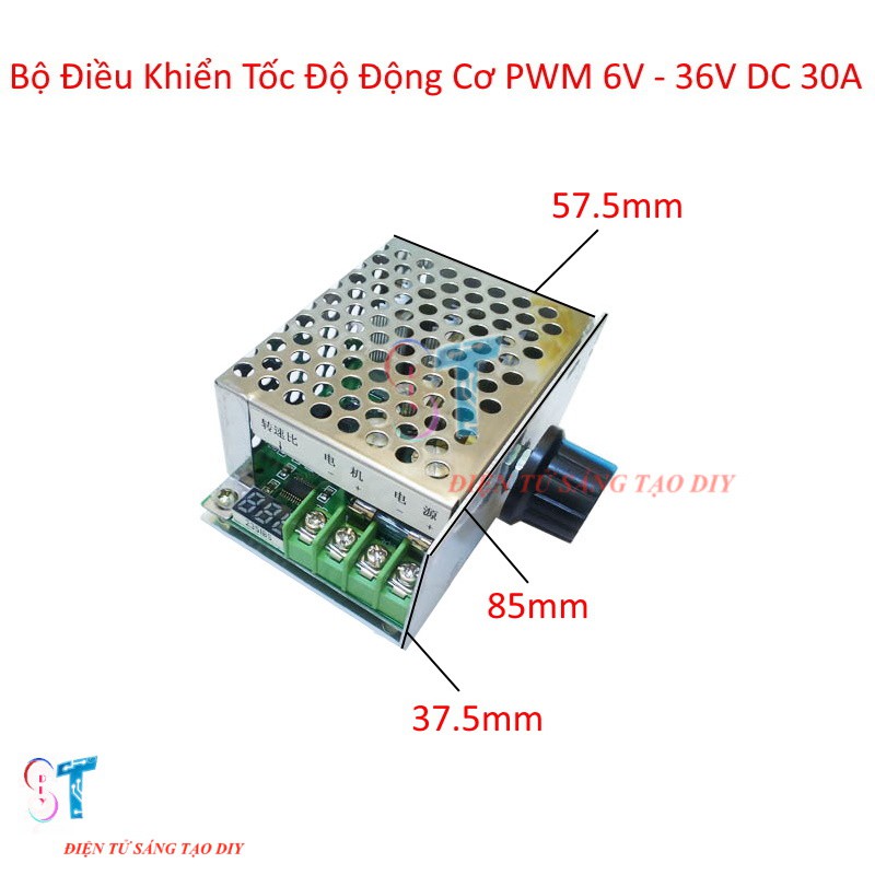 Bộ Điều Khiển Tốc Độ Động Cơ PWM 6V – 36VDC 30A Có Led Hiển Thị Tốc Độ