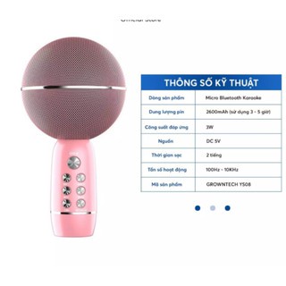 Micro karaoke bluetooth cầm tay YS08 thiết kế siêu xinh - Mic hát karaoke trên điện thoại kèm loa bluetooth