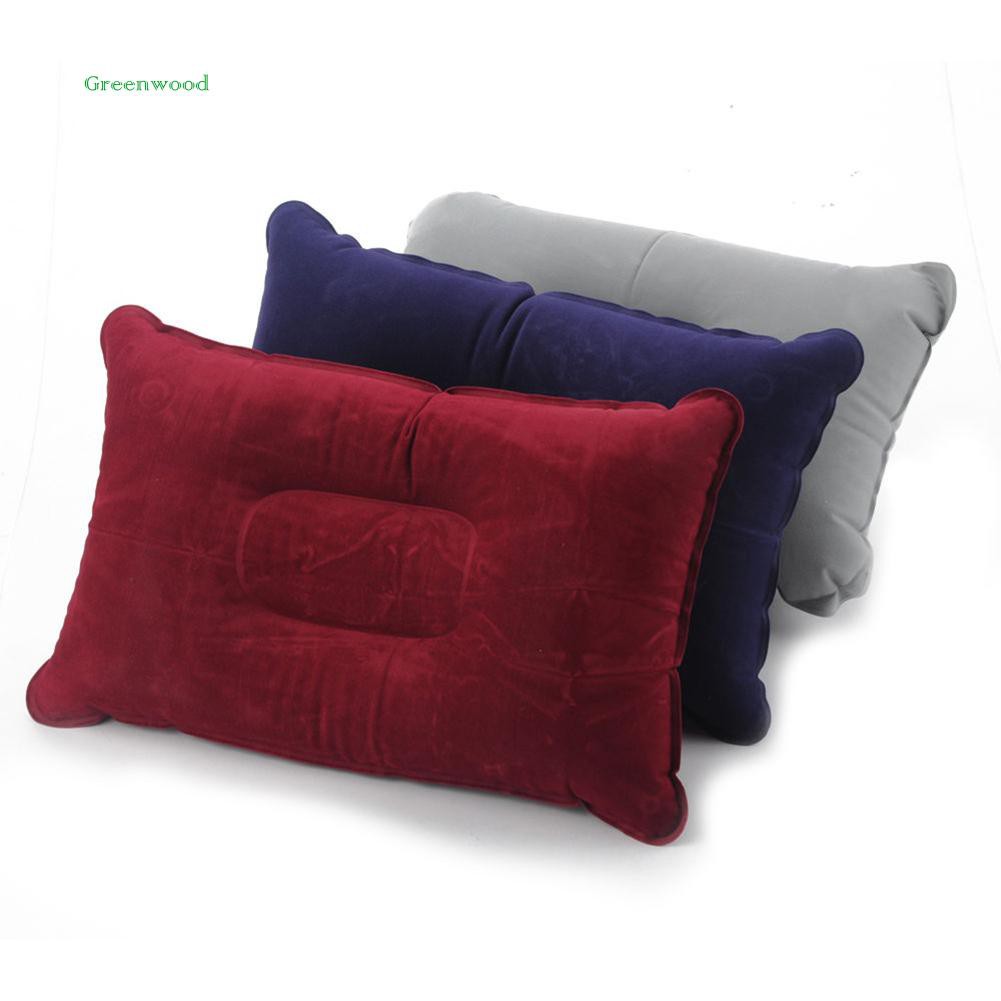 Green❤ Portable Air Inflatable Pillow PVC Rectangle Cushion for Outdoor Camping Travel