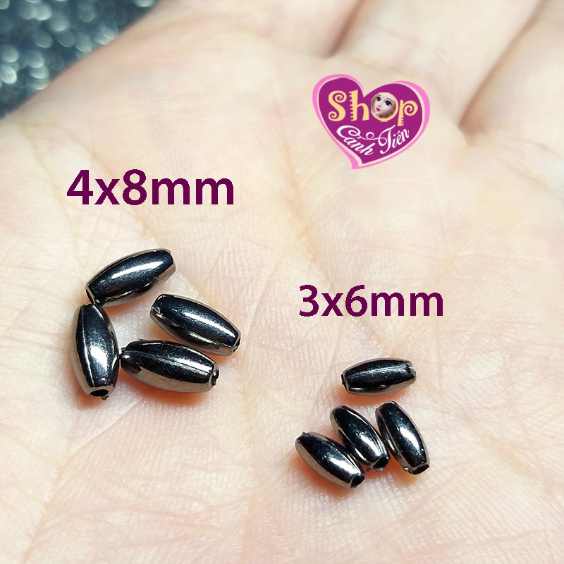 Gói Hạt cườm thoi 3x6mm, 4x8mm (cườm thóc) ánh kim làm đồ Thủ công