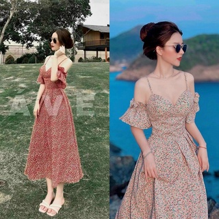 Đầm maxi trễ vai 2 dây hở lưng đi biển ChemMix thiết kế siêu xinh cho nàng dự tiệc, du lịch