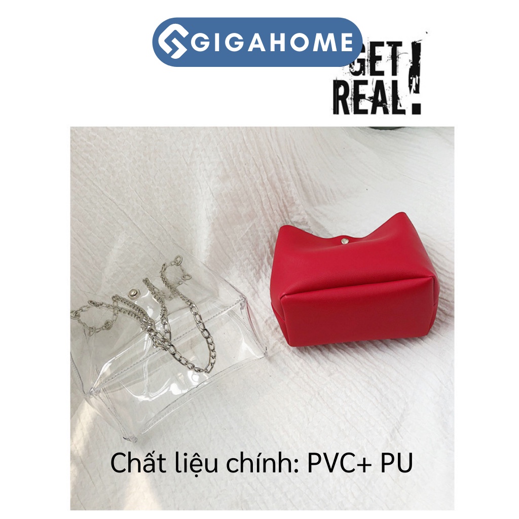Túi Xách Nữ Đeo Chéo Công Sở, Dạo Phố 2 Lớp Da Pu Trong Suốt Cá Tính GIGAHOME 7904