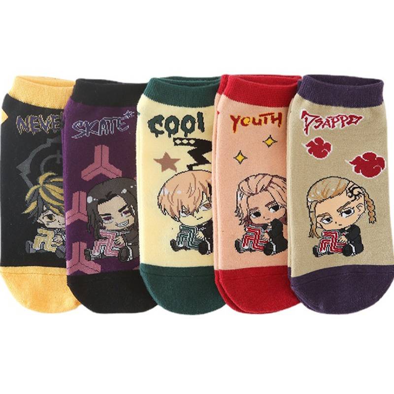 Vớ Cotton Hoạt Hình Xinh Xắn Dành Cho Nữ Tokyo Revengers Low Cut Men Socks Anime Breathable Cotton Sports Socks Male Short Socks Women Men kids gift Sano Manjirou Mitsuya Takashi Matsuno Chifuyu Ryuuguuji Ken Baji Keisuke