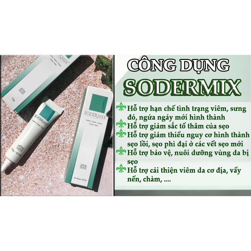 [CHÍNH HÃNG ] Sodermix Cream 15g - Dùng cho sẹo lồi, sẹo phì đại, chàm Sodemix{mua 3 tặng 1}