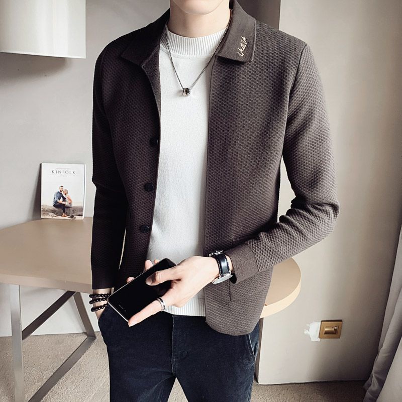 Áo khoác cardigan dệt kim dáng rộng phong cách Hàn Quốc thời trang xuân thu cho nam
