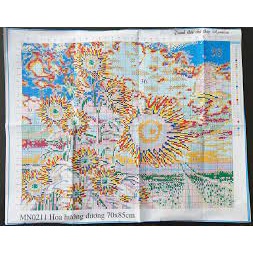 Tranh thêu kín hoa hướng dương 70x85cm,tranh chưa thêu,tặng kéo và xỏ chỉ.