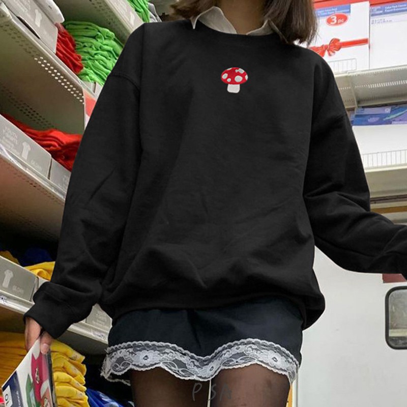 Áo sweater tay dài cổ tròn họa tiết nấm cổ điển dành cho nữ | BigBuy360 - bigbuy360.vn