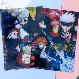 Túi đựng tài liệu khổ A4 nhiều ngăn hình hoạt hình Jujutsu Kaisen Yuuji Gojou Satoru Fushiguro Megumi Kugisaki Nobara