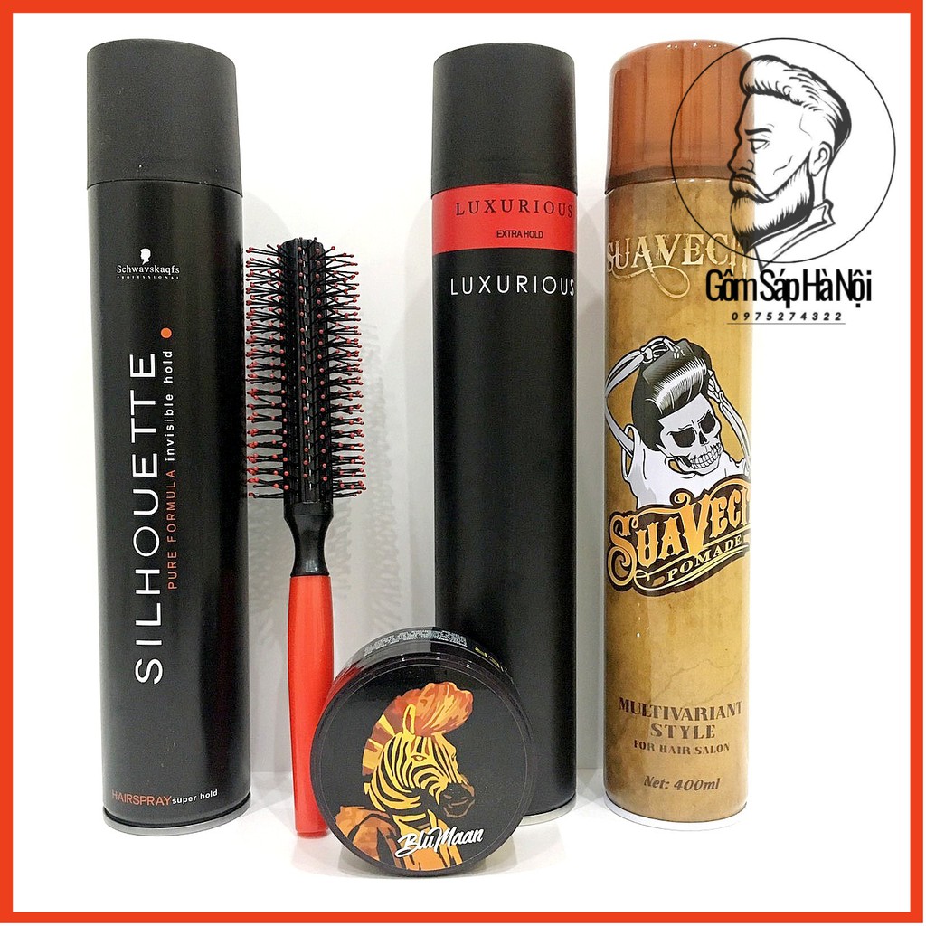 COMBO Tự Chọn Gôm Xit Tóc + Sáp Vuốt Tóc Bluman Ngựa Vằn + Lược