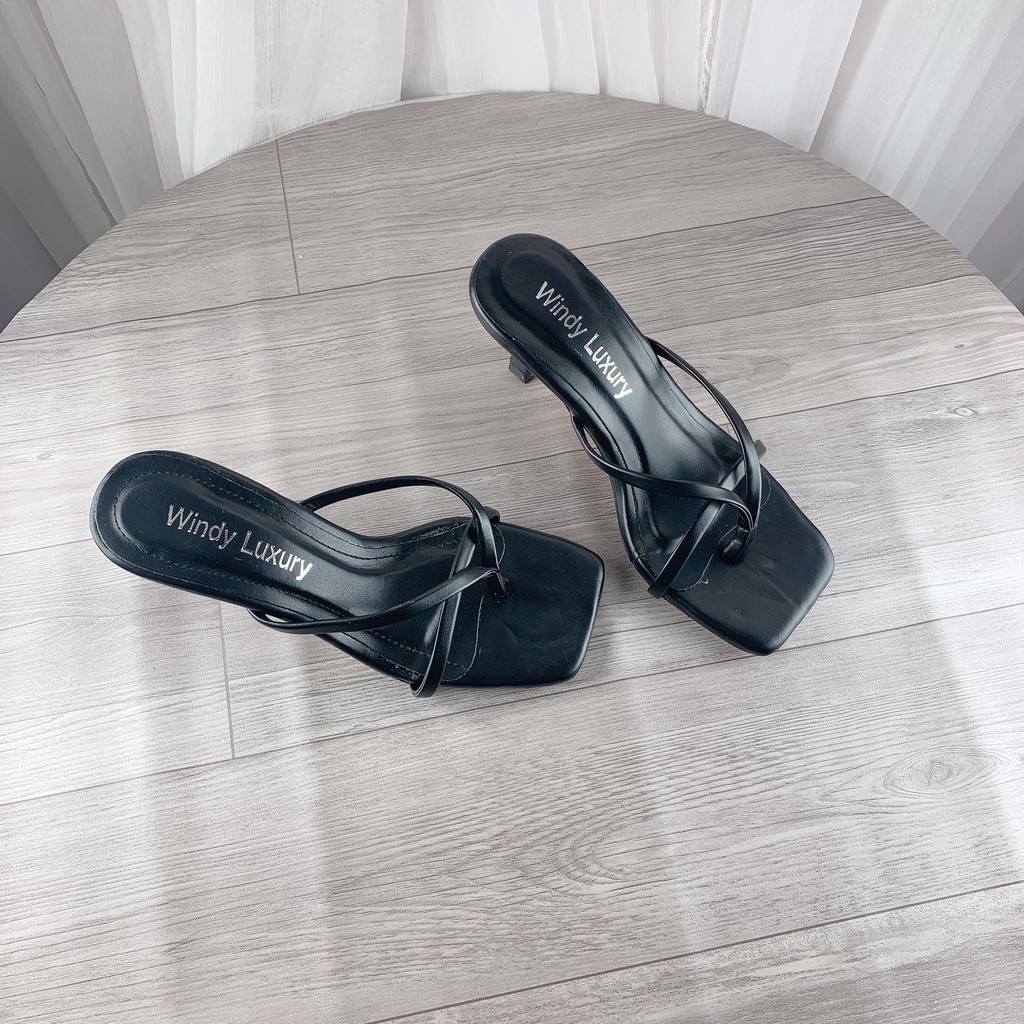 Guốc kẹp ngón phối dây mảnh gót nhọn 7cm (hàng đẹp ) - g95