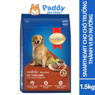 [1.5kg] Hạt Smartheart cho chó trường thành vị Bò Beef Steak