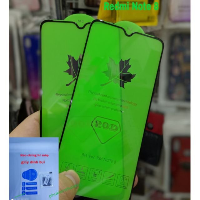 Cường lực 20D viền mỏng cho Xiaomi Redmi Note 8 FREESHIP Từ 50k cao cấp chất đẹp ( tặng keo mép )