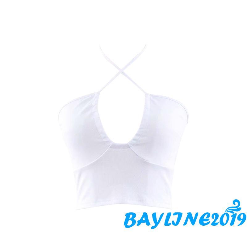 Áo Croptop Sát Nách Có Dây Thắt Chéo Màu Sắc Đơn Giản Quyến Rũ Cho Nữ