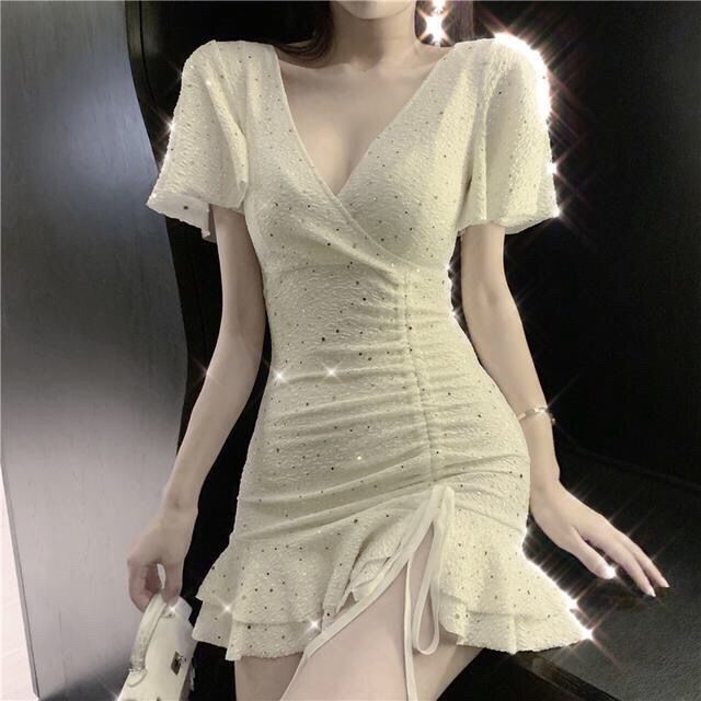 Đầm Nữ Cổ Chữ V Đính Kim Sa Lấp Lánh | BigBuy360 - bigbuy360.vn
