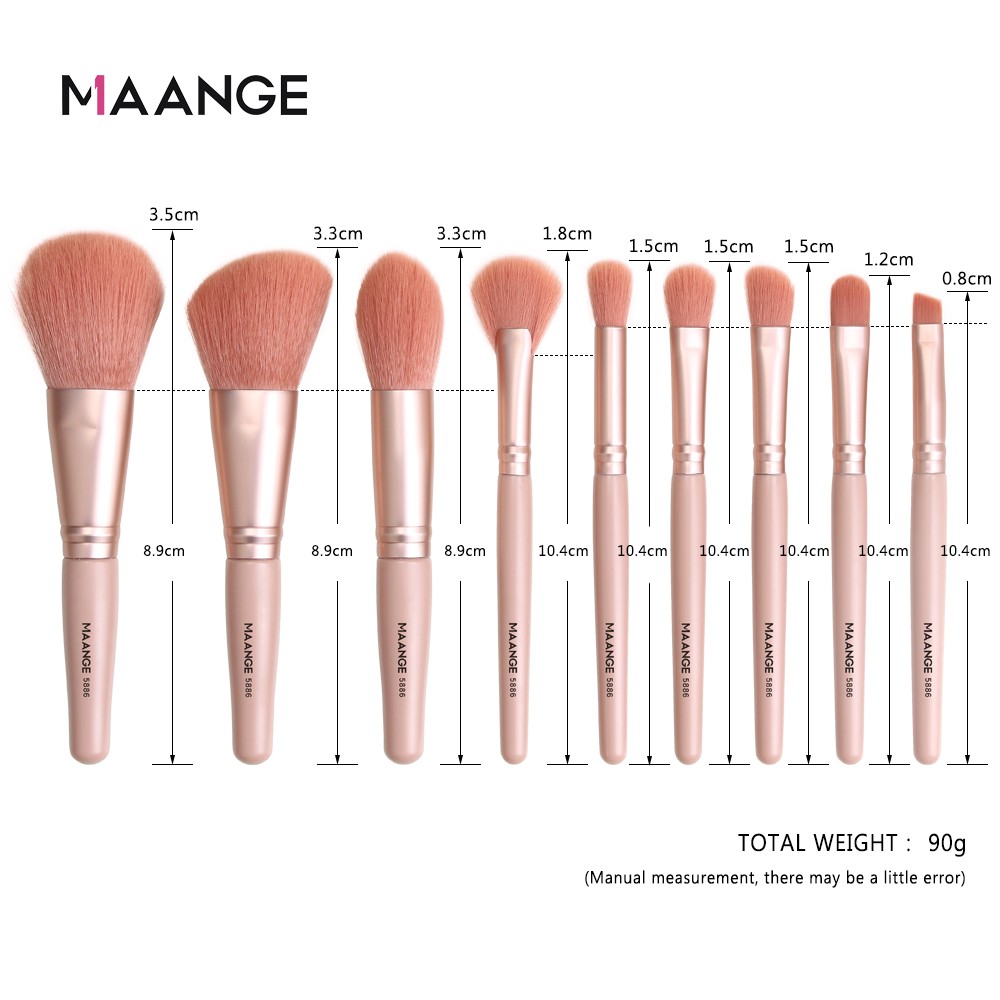 Bộ 9 cọ trang điểm+Set 5 mút tán kem nền MAANGE đánh phấn mắt kẻ viền môi đánh phấn má hồng Phủ Phấn chuyên nghiệp