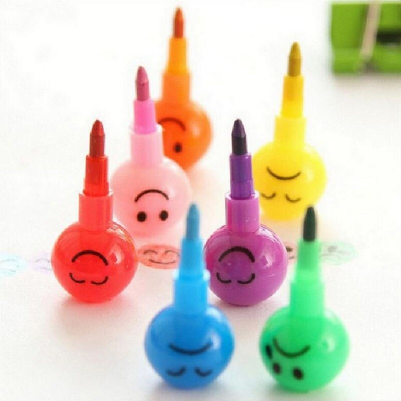 Set 5 Bút Màu 7 Ngòi Hình Mặt Cười Dễ Thương