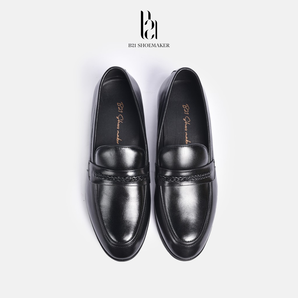 Giày Lười Loafer Nam Da Bò Công Sở Đế Cao Su Tăng Chiều Cao Êm Chân Phong Cách Lịch Lãm Retro Full Box - B21 Shoemaker