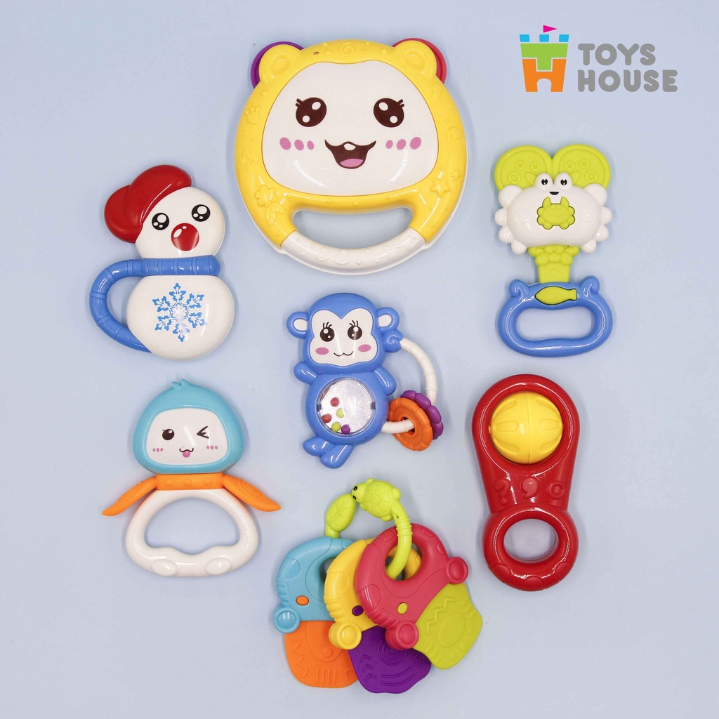 Đồ chơi xúc xắc lục lạc tập cầm cho bé set 7 món Toyshouse 776-27