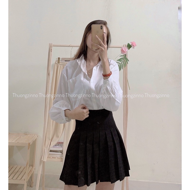 [ Mã WASTRUN4 giảm 10% tối đa 30K đơn 99K] Sơ mi trắng dài tay túi ngực chất lụa hàn mềm mát áo sơ mi nữ | BigBuy360 - bigbuy360.vn