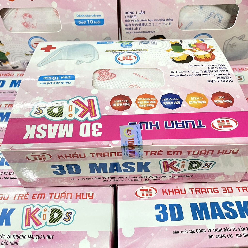 Hộp 50 khẩu trang 3D MASK KIDS kháng khuẩn trẻ em