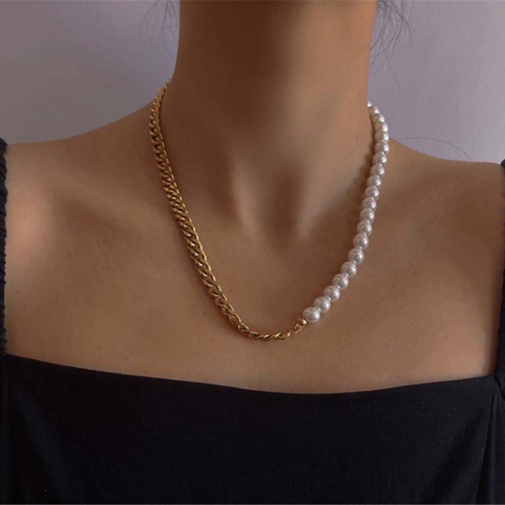 Vòng cổ choker chuỗi hạt ngọc trai nhân tạo nhiều màu thời trang cho nam và nữ