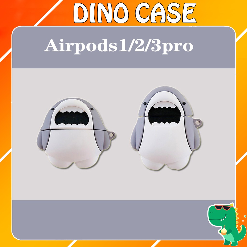 Vỏ bao đựng tại nghe airpod - Case airpod 1/ 2 Cá mập Trắng chống va đập- Dino Case