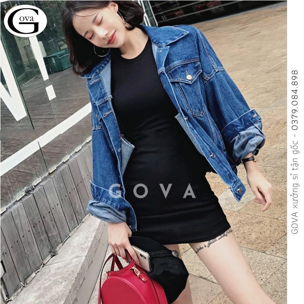 Đầm Váy Body CỔ TRÒN Basic Thun Gân Kiểu Sexy Nữ, Đầm Thun Ôm Body Đẹp Gợi Cảm GOVA