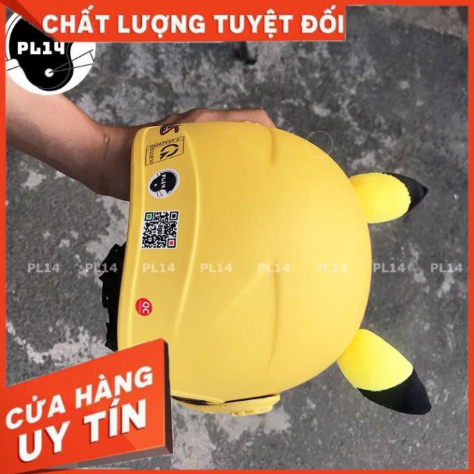 Mũ Nón Bảo Hiểm Trẻ Em Pikachu Có Kính Cho bé Từ 3-6 Tuổi - Mũ Nhựa ABS Độ Bền Cao - BH 12 Tháng RiBô