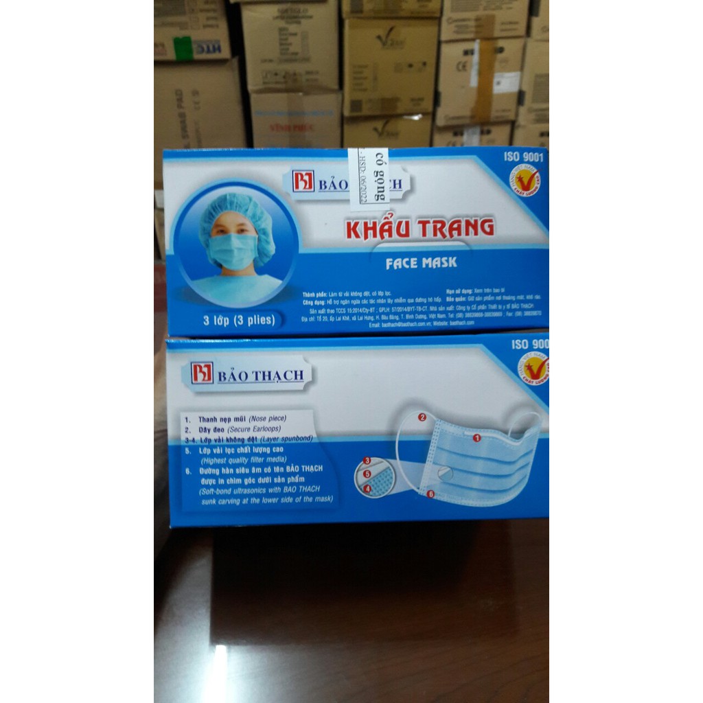 Bộ 2 hộp khẩu trang y tế 3 lớp Bảo Thạch